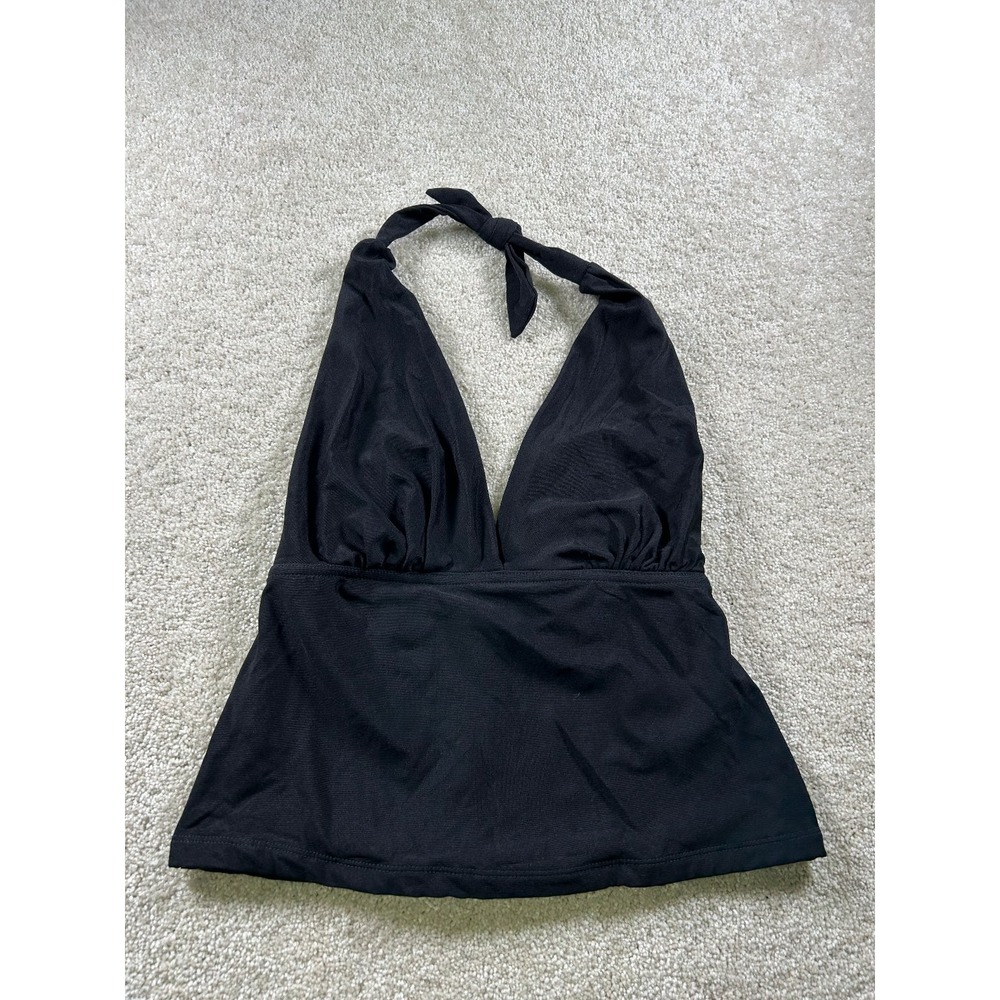 Carla Sol Women's Black Halter Tankini Top Size 8 Nylon Spandex‎